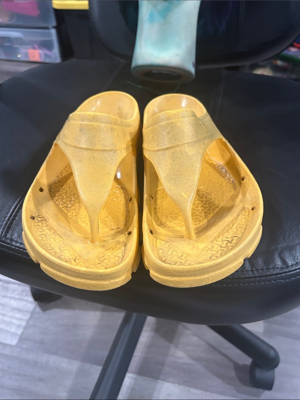 Yellow Birkies Slide Sandals